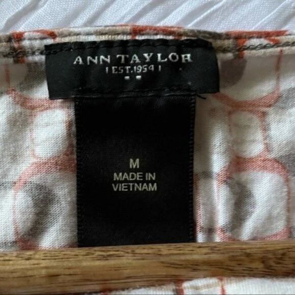 Ann Taylor Shirt Women's Medium Sleeveless Orange/Brown Print - Picture 9 of 9